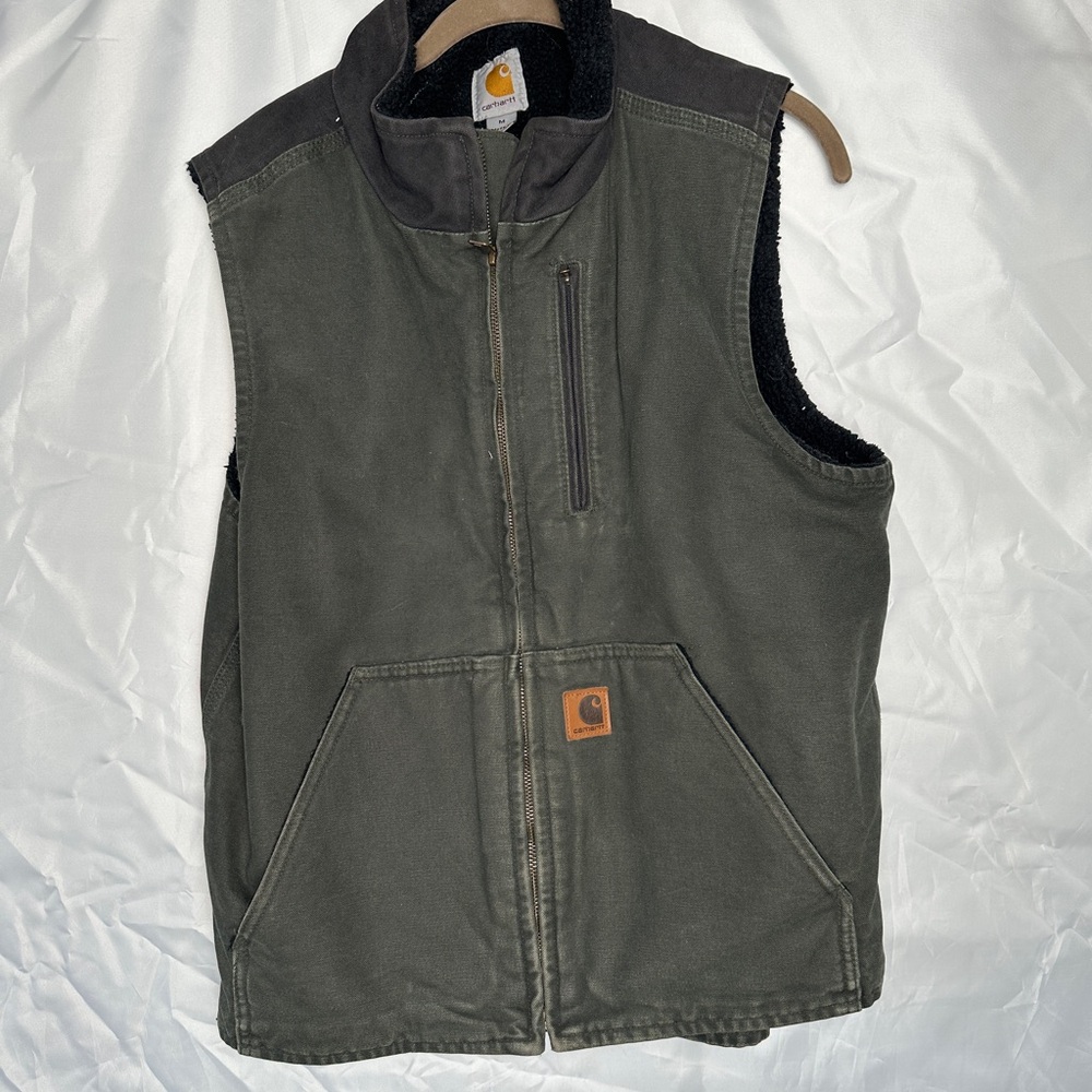 Carhartt Olive Green Fleece-Lined Vest